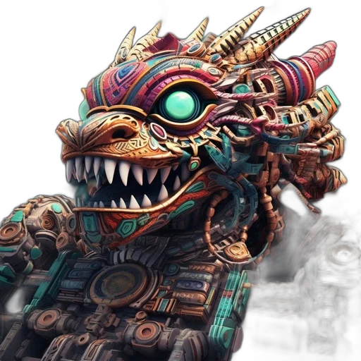 dragon, mask, creature, staff transparent PNG cut-out