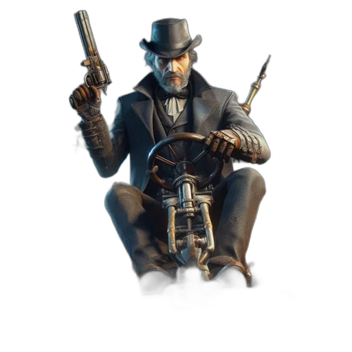 weapon, staff, hat, jacket transparent PNG cut-out