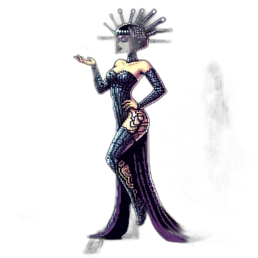 dress, robot, staff, crown transparent PNG cut-out