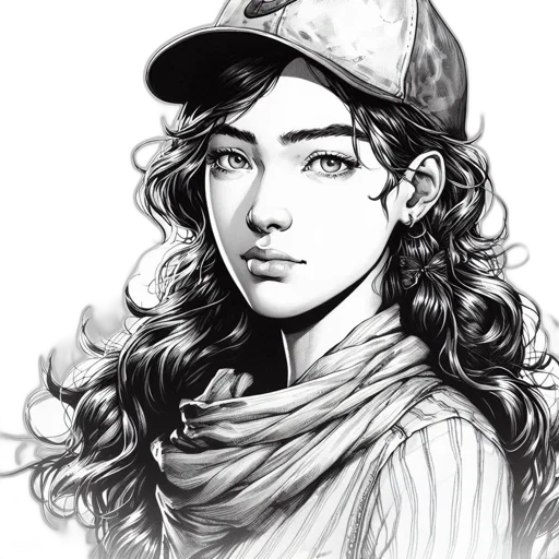 hat, face, comic book art, pencil sketch transparent PNG cut-out