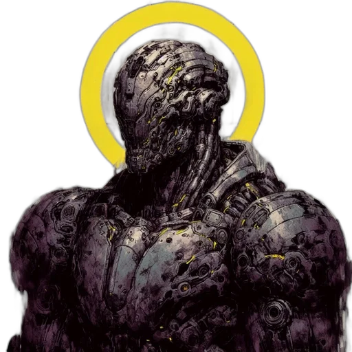 creature, robot, face, comic book art transparent PNG cut-out