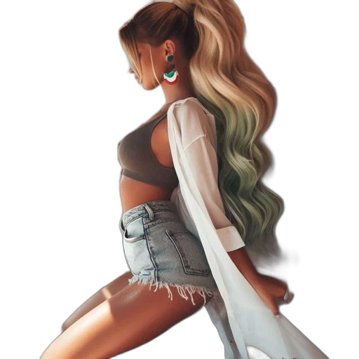 dress, hair, jacket, concept art transparent PNG cut-out