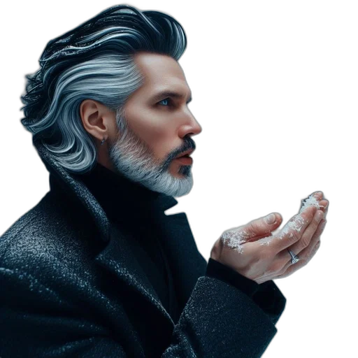 hair, jacket, face, photorealistic transparent PNG cut-out