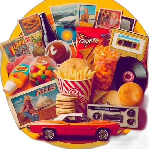food, car, photorealistic, colorful transparent PNG cut-out