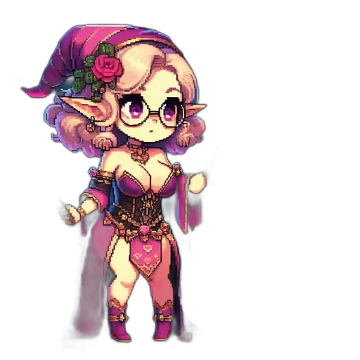 dress, crown, staff, pixel art transparent PNG cut-out