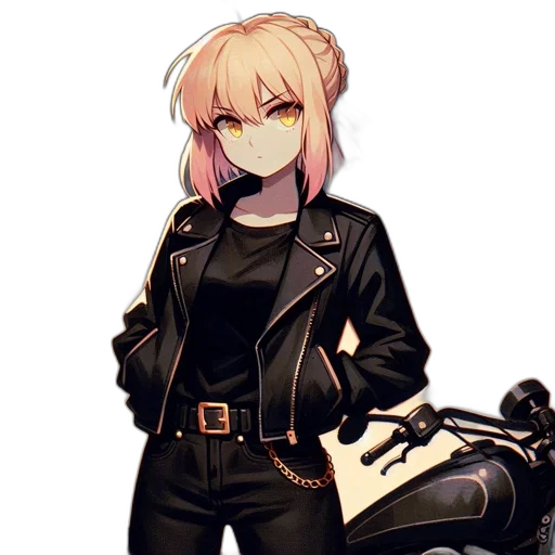 jacket, staff, weapon, hair transparent PNG cut-out