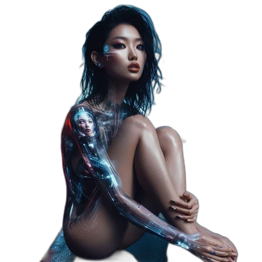 robot, dress, jewelry, cyberpunk transparent PNG cut-out