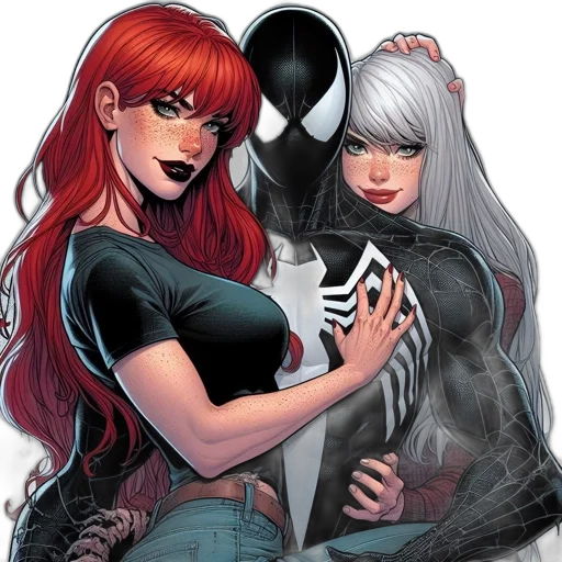comic book art, concept art, monochrome, three transparent PNG cut-out
