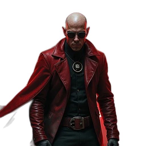 jacket, staff, comic book art, cyberpunk transparent PNG cut-out
