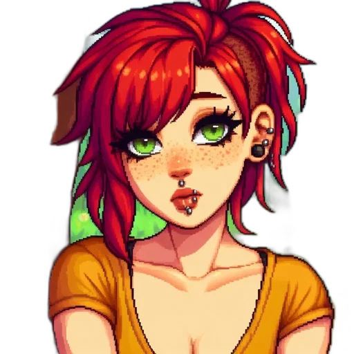 face, staff, pixel art, anime transparent PNG cut-out