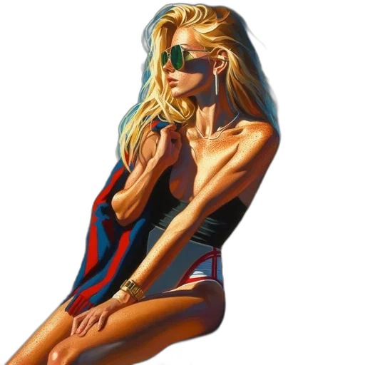 dress, jewelry, comic book art, oil painting transparent PNG cut-out