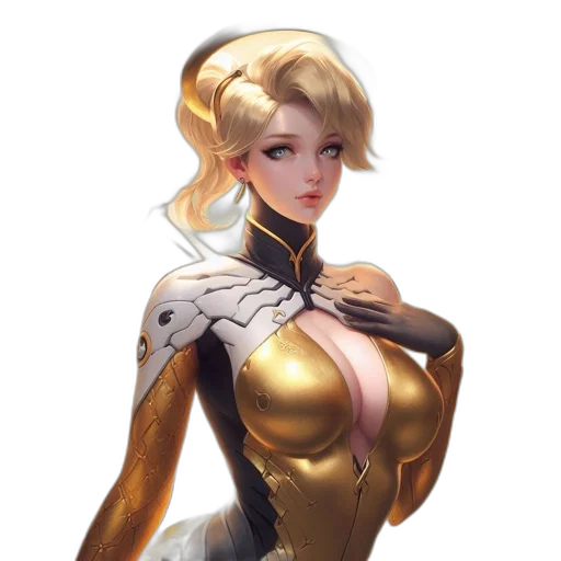 robot, dress, weapon, staff transparent PNG cut-out