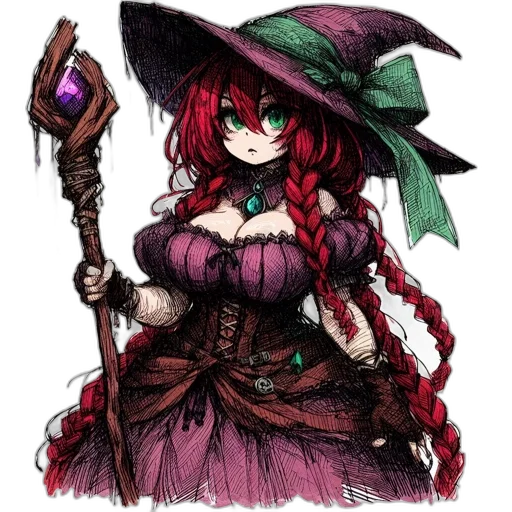 staff, dress, hat, weapon transparent PNG cut-out