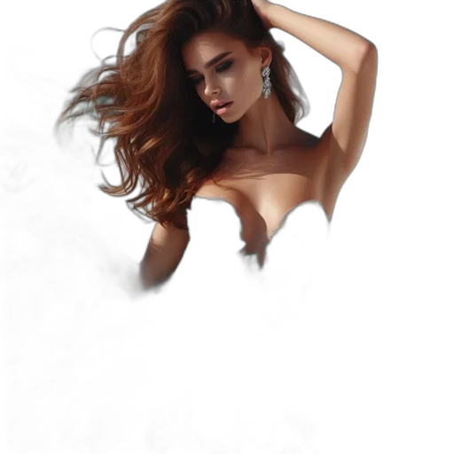 hair, dress, jewelry, face transparent PNG cut-out