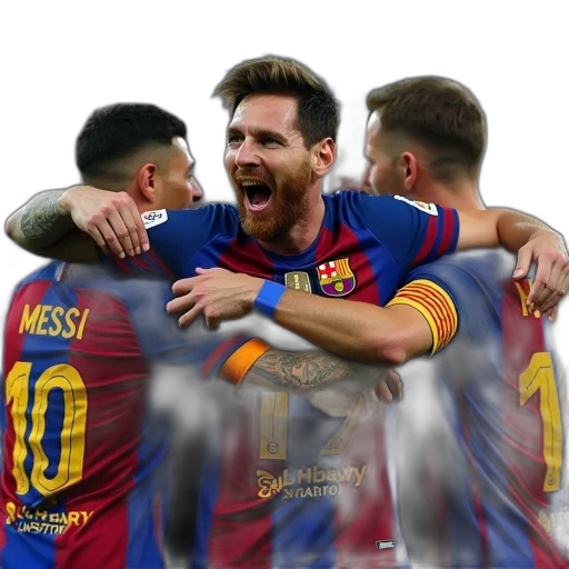 barcelona, lionel, messi, celebrates transparent PNG cut-out