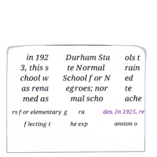 1923, school, renamed, durham transparent PNG cut-out
