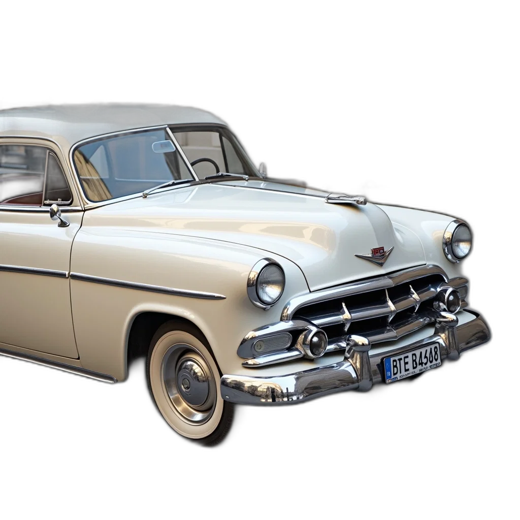 car, 3d render, photorealistic, vintage transparent PNG cut-out