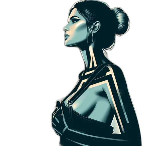 dress, robot, jewelry, comic book art transparent PNG cut-out