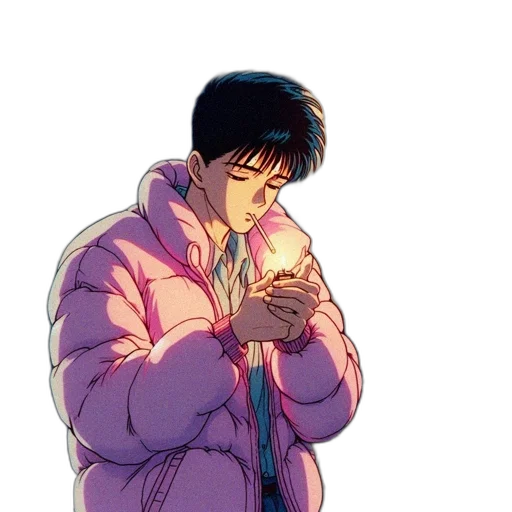 jacket, bottle, vaporwave, cyberpunk transparent PNG cut-out