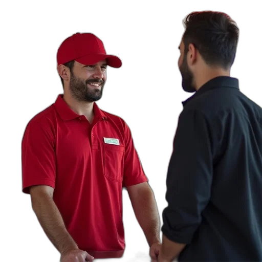 staff, jacket, hat, hair transparent PNG cut-out