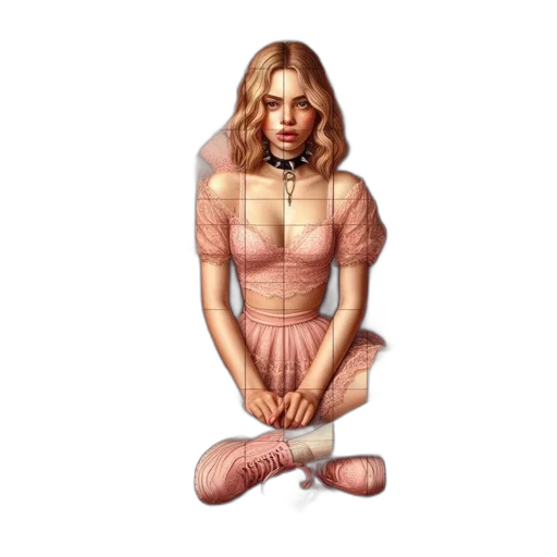 dress, face, jewelry, hair transparent PNG cut-out