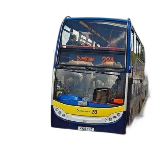 photorealistic, 3d render, double-decker, bus transparent PNG cut-out