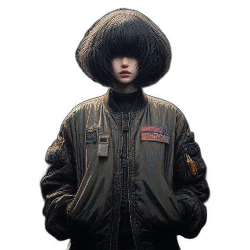 jacket, hat, hair, face transparent PNG cut-out