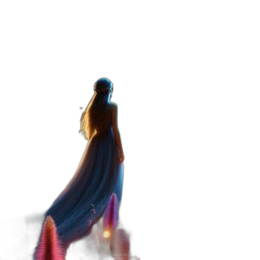 dress, sword, hair, staff transparent PNG cut-out