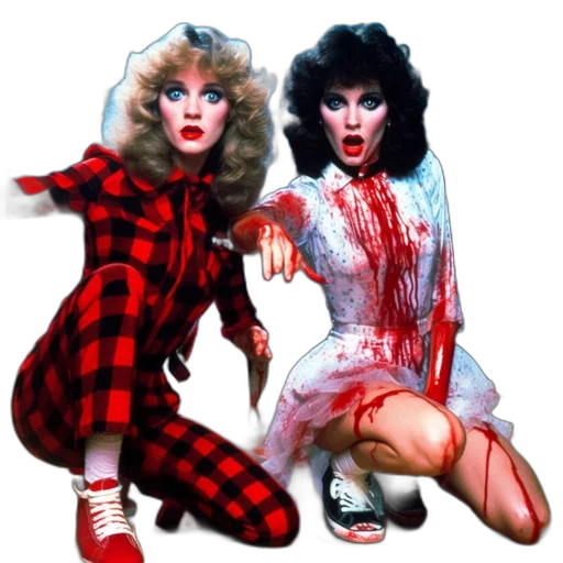 concept art, pixel art, two, actresses transparent PNG cut-out