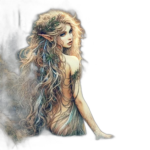 hair, dress, fantasy art, watercolor transparent PNG cut-out