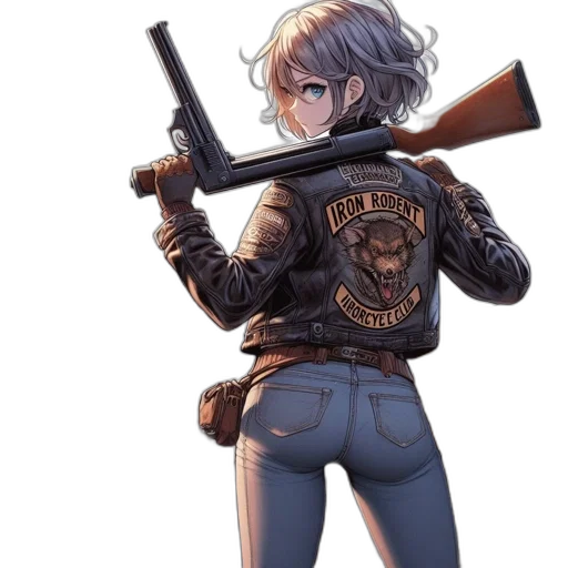 weapon, jacket, staff, concept art transparent PNG cut-out