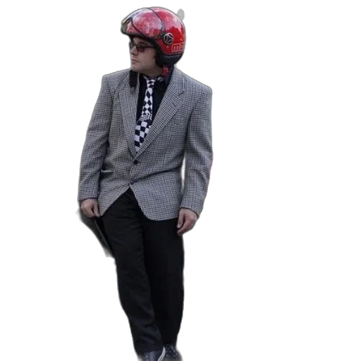 jacket, hat, staff, robot transparent PNG cut-out