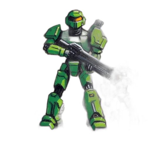 robot, weapon, staff, 3d render transparent PNG cut-out