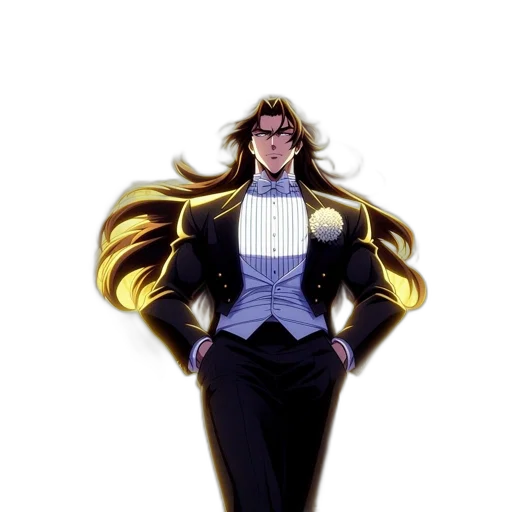 jacket, staff, crown, hair transparent PNG cut-out