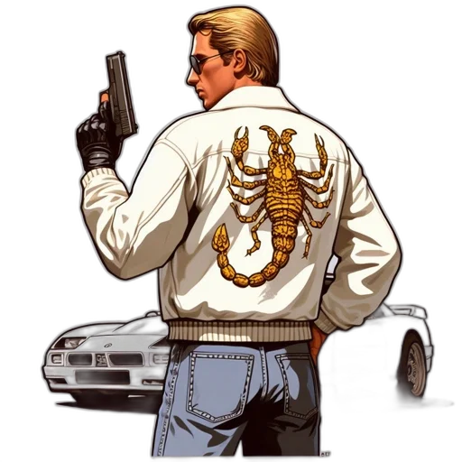 jacket, weapon, comic book art, concept art transparent PNG cut-out