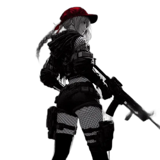 weapon, hat, jacket, staff transparent PNG cut-out