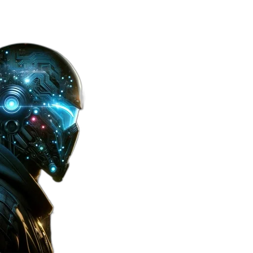robot, face, mask, cyberpunk transparent PNG cut-out