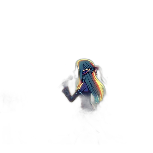 hair, creature, robot, staff transparent PNG cut-out