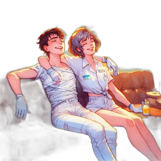robot, concept art, vaporwave, comic book art transparent PNG cut-out
