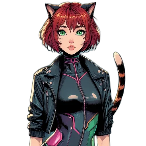 jacket, staff, animal, cyberpunk transparent PNG cut-out