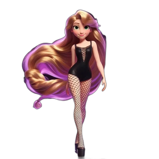 dress, hair, 3d render, cartoon transparent PNG cut-out