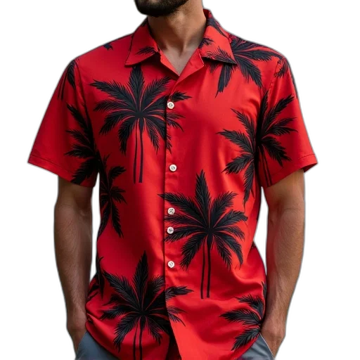 jacket, red, men, hawaii transparent PNG cut-out