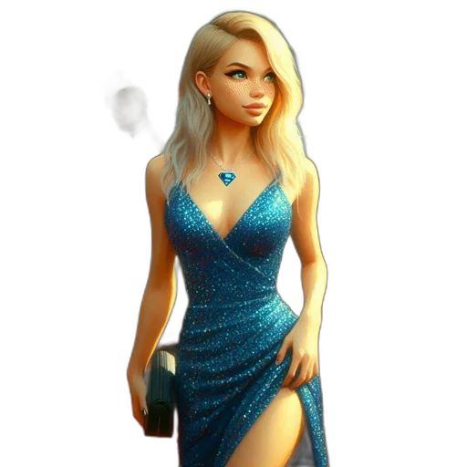 dress, jewelry, 3d render, cartoon transparent PNG cut-out