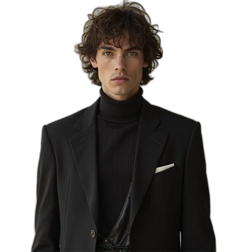 jacket, staff, hair, face transparent PNG cut-out