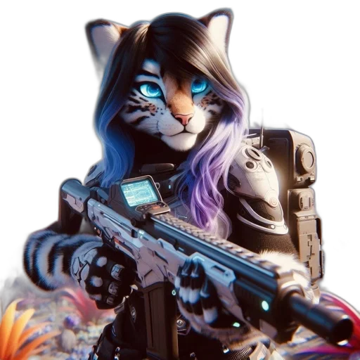 weapon, staff, animal, cyberpunk transparent PNG cut-out