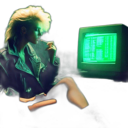 jacket, robot, cyberpunk, vaporwave transparent PNG cut-out