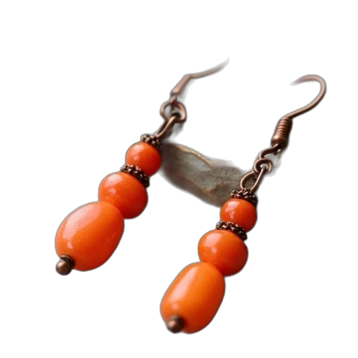 jewelry, pair, earrings, orange transparent PNG cut-out
