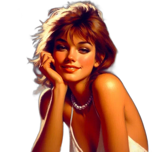 jewelry, face, photorealistic, oil painting transparent PNG cut-out