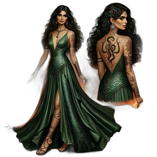 dress, jewelry, fantasy art, concept art transparent PNG cut-out
