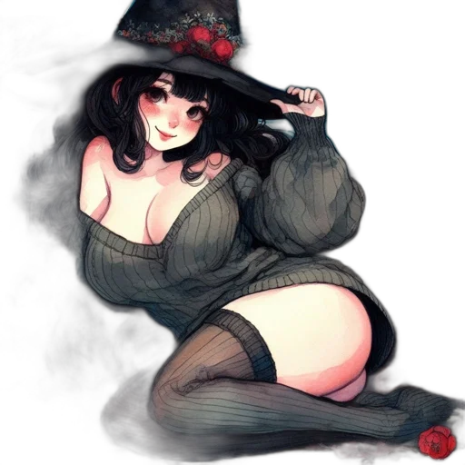 hat, dress, staff, creature transparent PNG cut-out